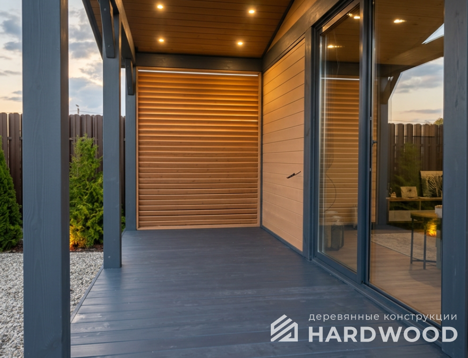 Серая беседка для дачи из дерева №101 - фото 2299